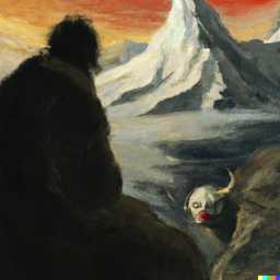 someone gazing at Mount Everest, painting by Francisco de Goya generated by DALL·E 2